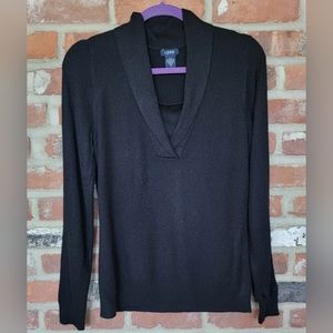 Izod V-neck Lightweight Knit Black Sweater | size Medium